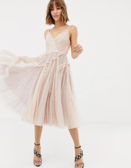 Needle & Thread tulle cami skater dress in rose | ASOS US