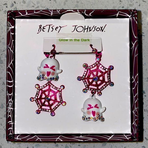 Betsey Johnson Ghost Web Glow In The Dark Halloween Earrings | Poshmark