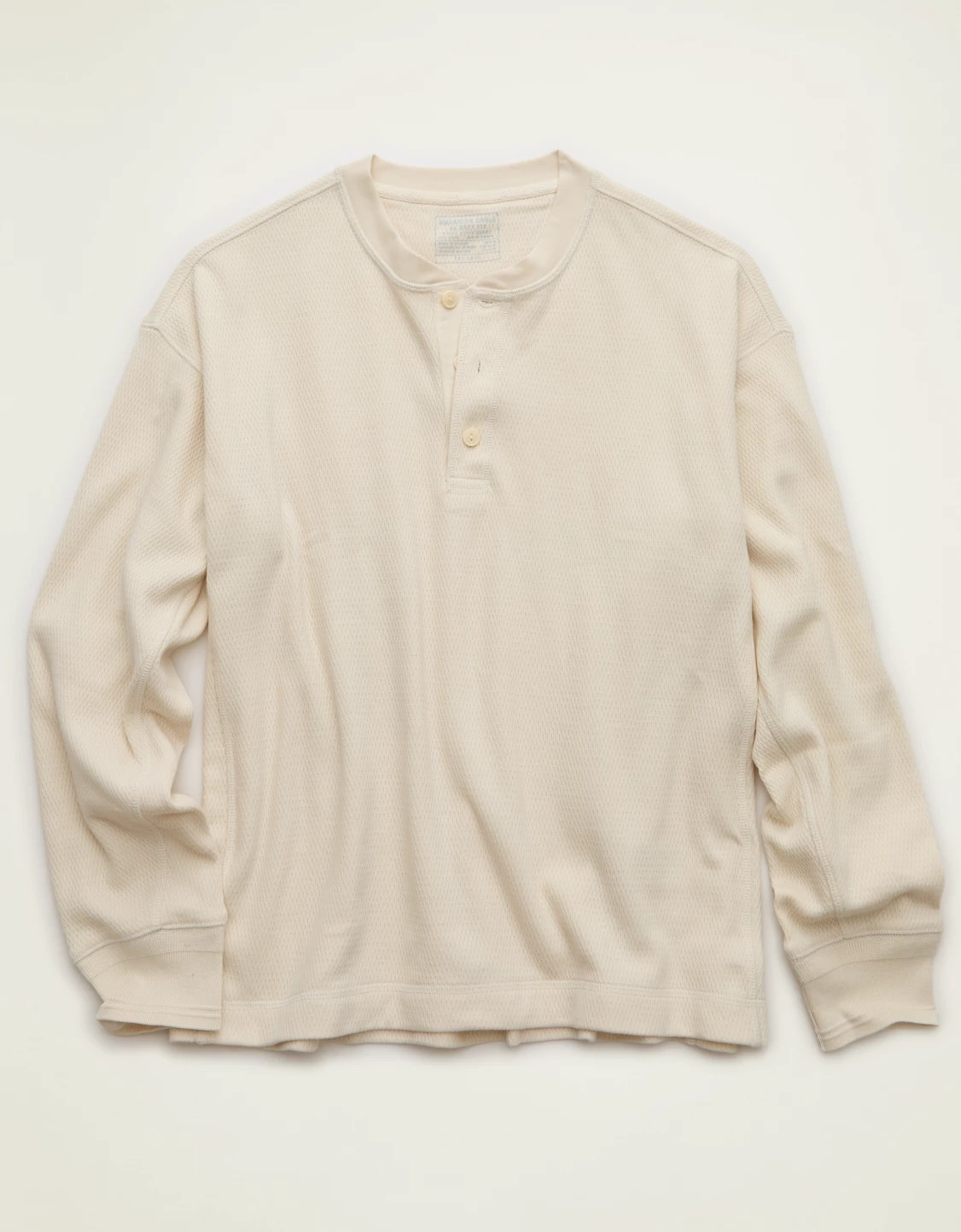 AE Boxy Fit Thermal Henley T-Shirt Men's Bone Khaki XL | American Eagle Outfitters (US & CA)