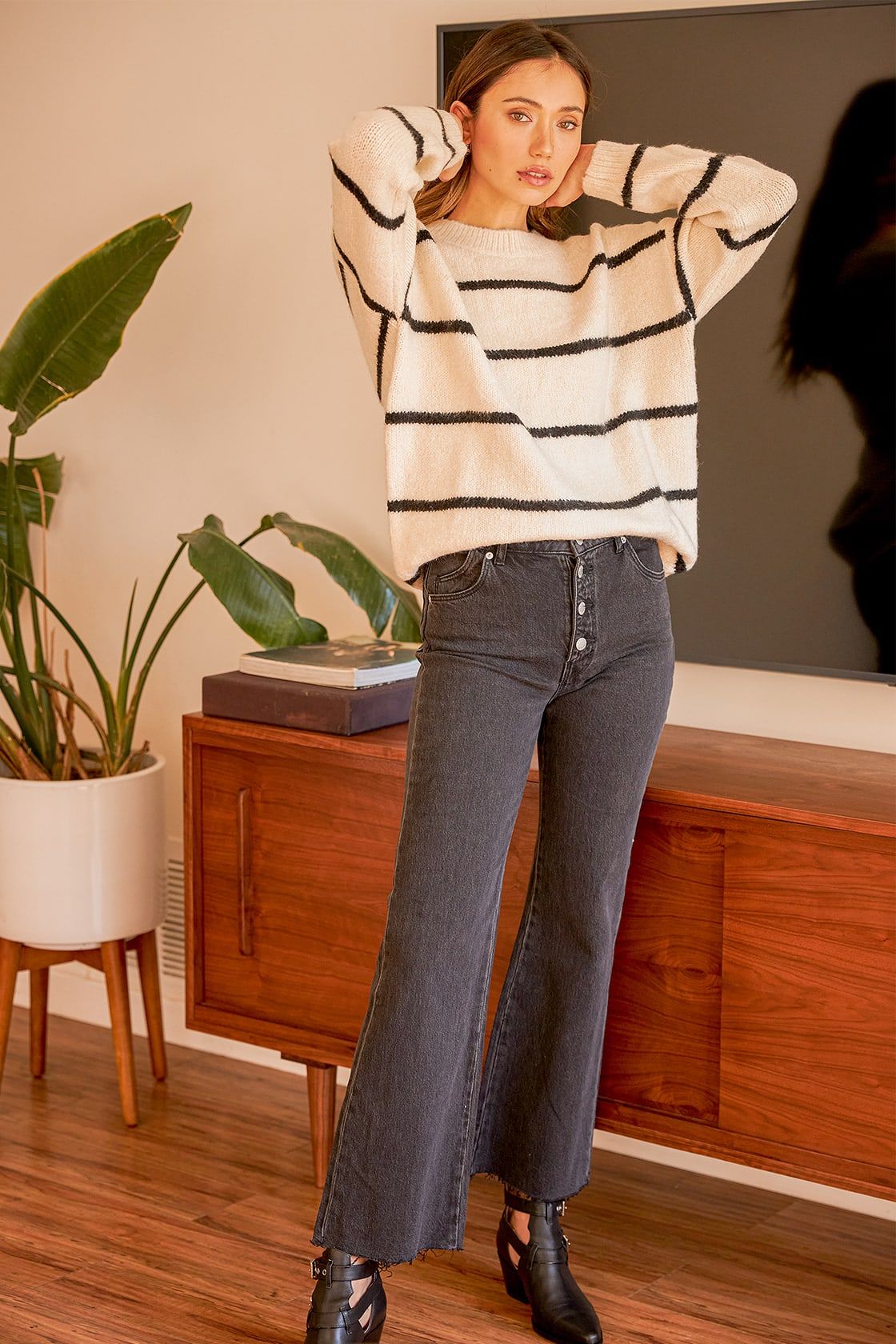 Finding Comfort Cream Striped Oversized Sweater | Lulus (US)