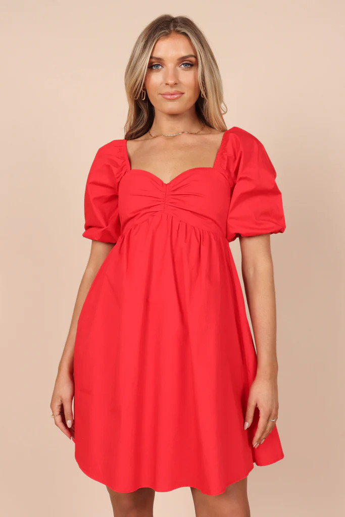 Lionel Puff Sleeve Midi Dress - Red | Petal & Pup (US)