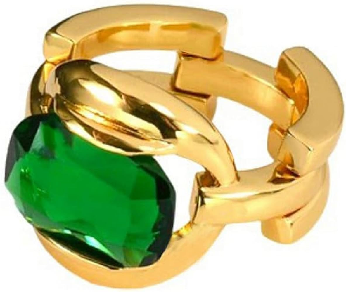 Dtja Rectangle Imitation Emerald Green Stacking Statement Ring for Women Gold Plated Chunky Wide ... | Amazon (US)