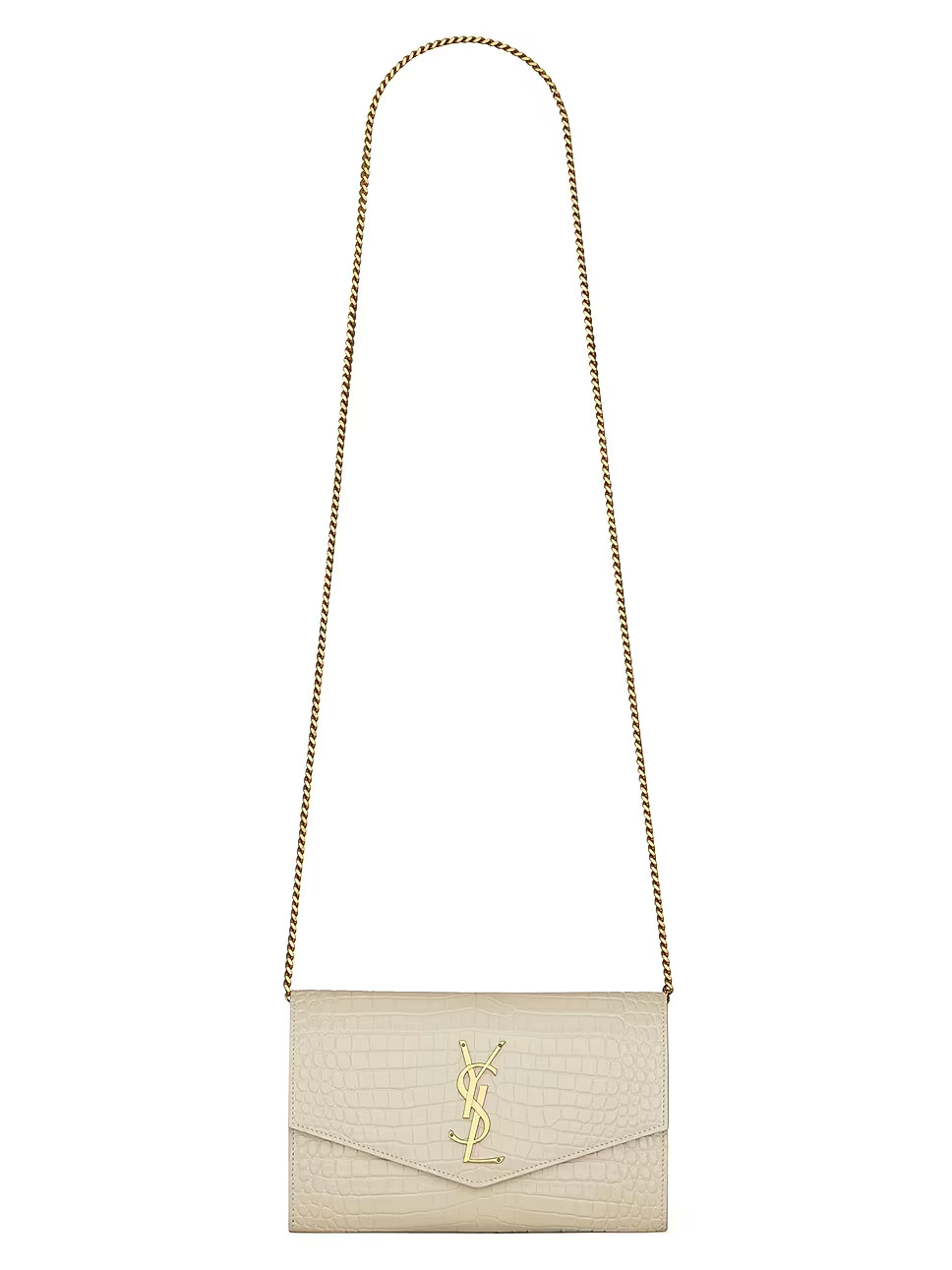 Uptown Chain Wallet In Crocodile-embossed Shiny Leather | Saks Fifth Avenue