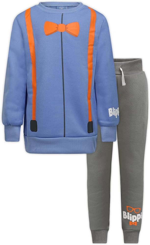 Blippi Boys’ Long Sleeve T-Shirt and Jogger Set for Toddler and Little Kids – Blue/Grey | Amazon (US)