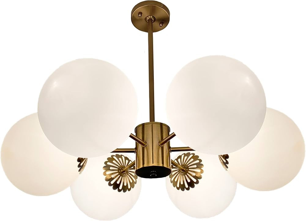 Neatfi (2023 Model) 6-Light Frosted Glass Shades Sputnik Chandelier, 21,600 Lumens, Dimmable, Stu... | Amazon (US)