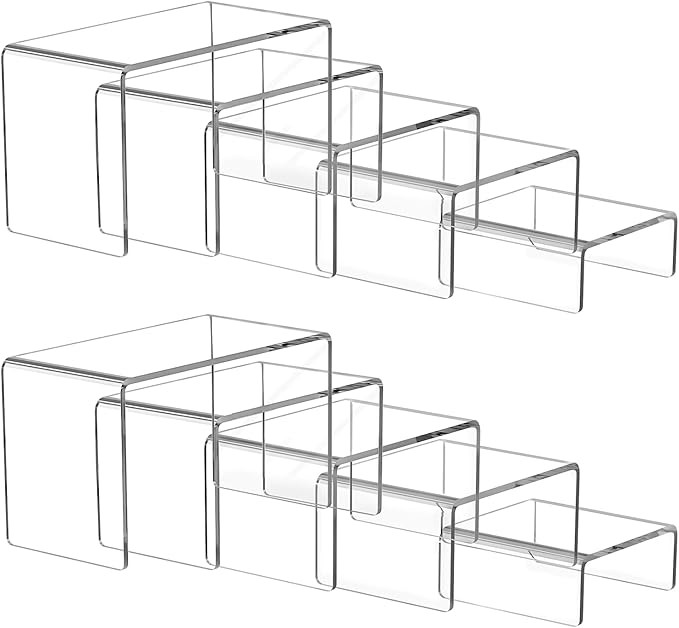 Ouskr Acrylic Risers for Display, 10 Pcs Acrylic Display Riser, Clear Display Stands for Shelf De... | Amazon (US)
