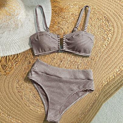 Women Striped Bikini Set, Casual Vacation | SHEIN