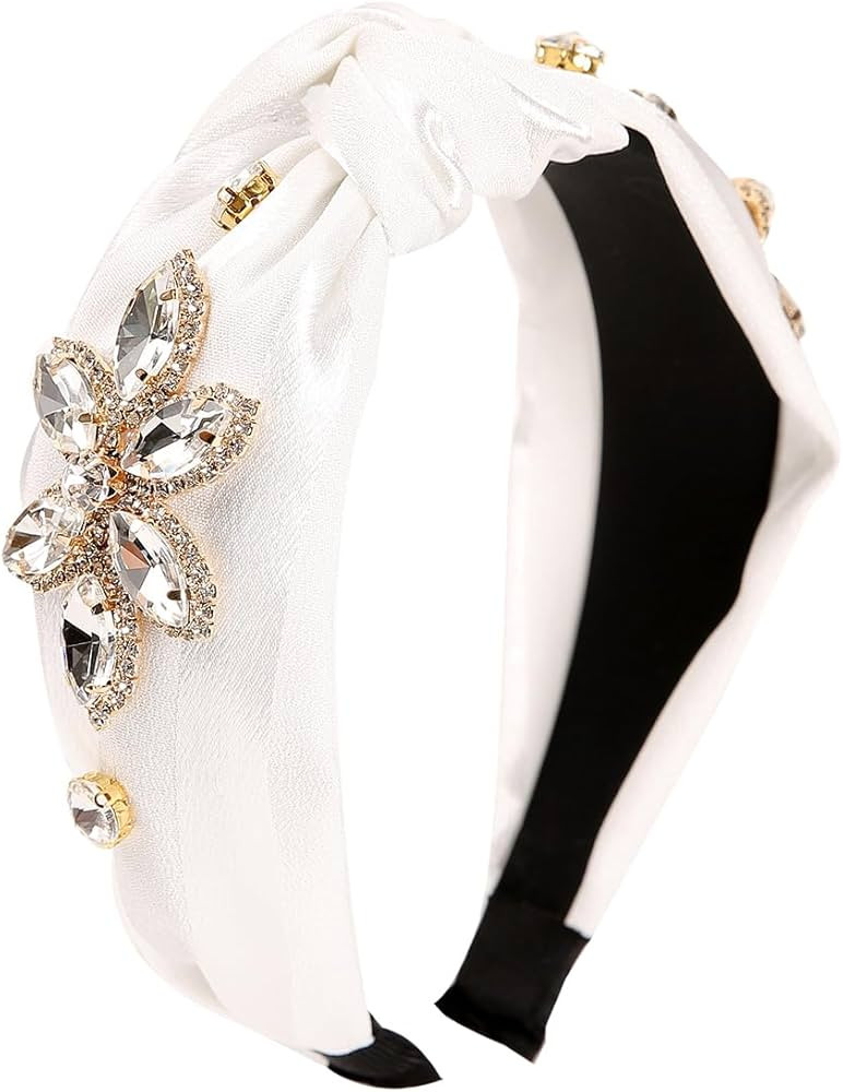 QIANXUAN Crystal Rhinestone Headbands For Women White Pearl Headbands For Girls Padded Headband B... | Amazon (US)