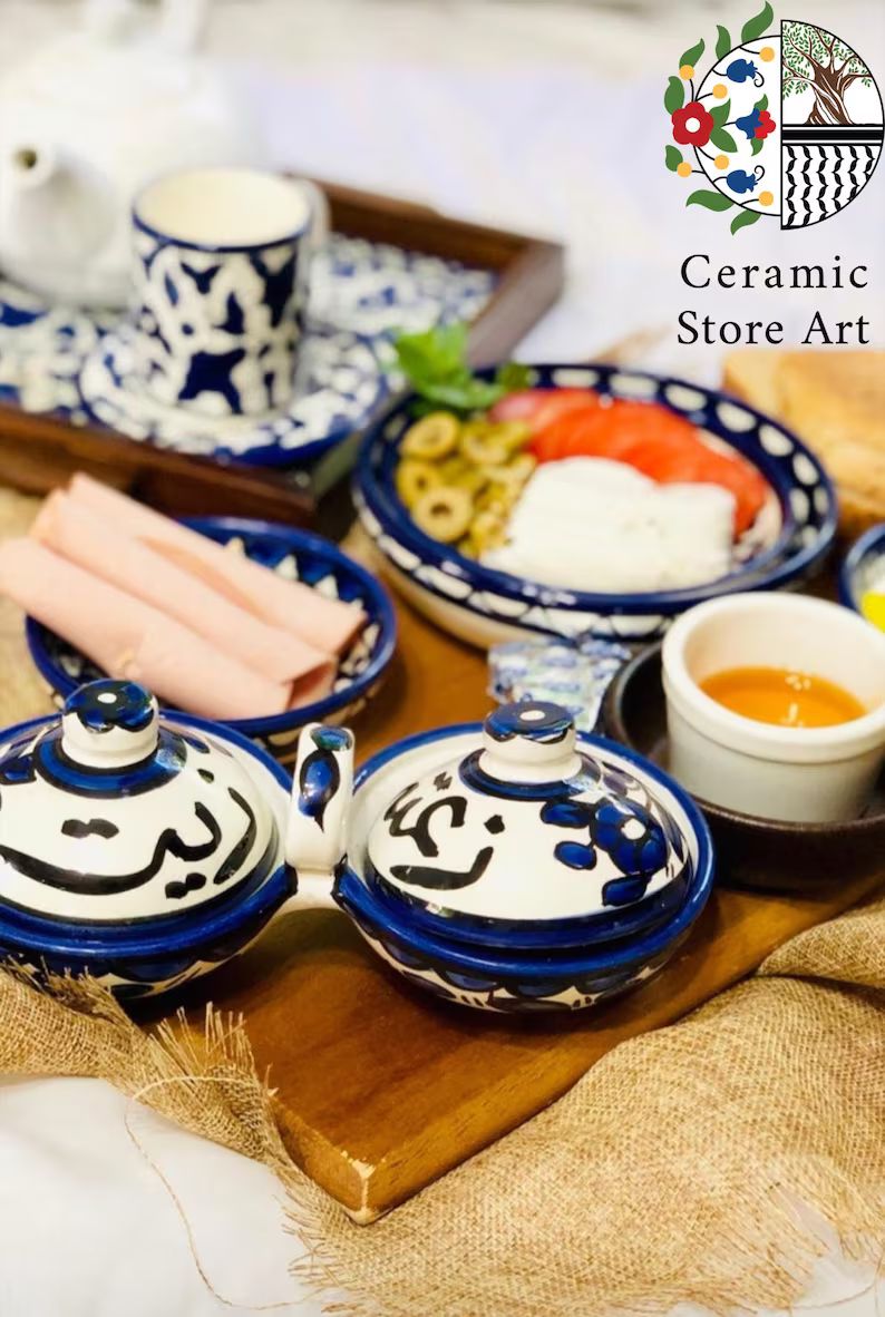 Zeit & Zaatar Ceramic Bowl With Handle L Handmade Handpainted - Etsy | Etsy (US)