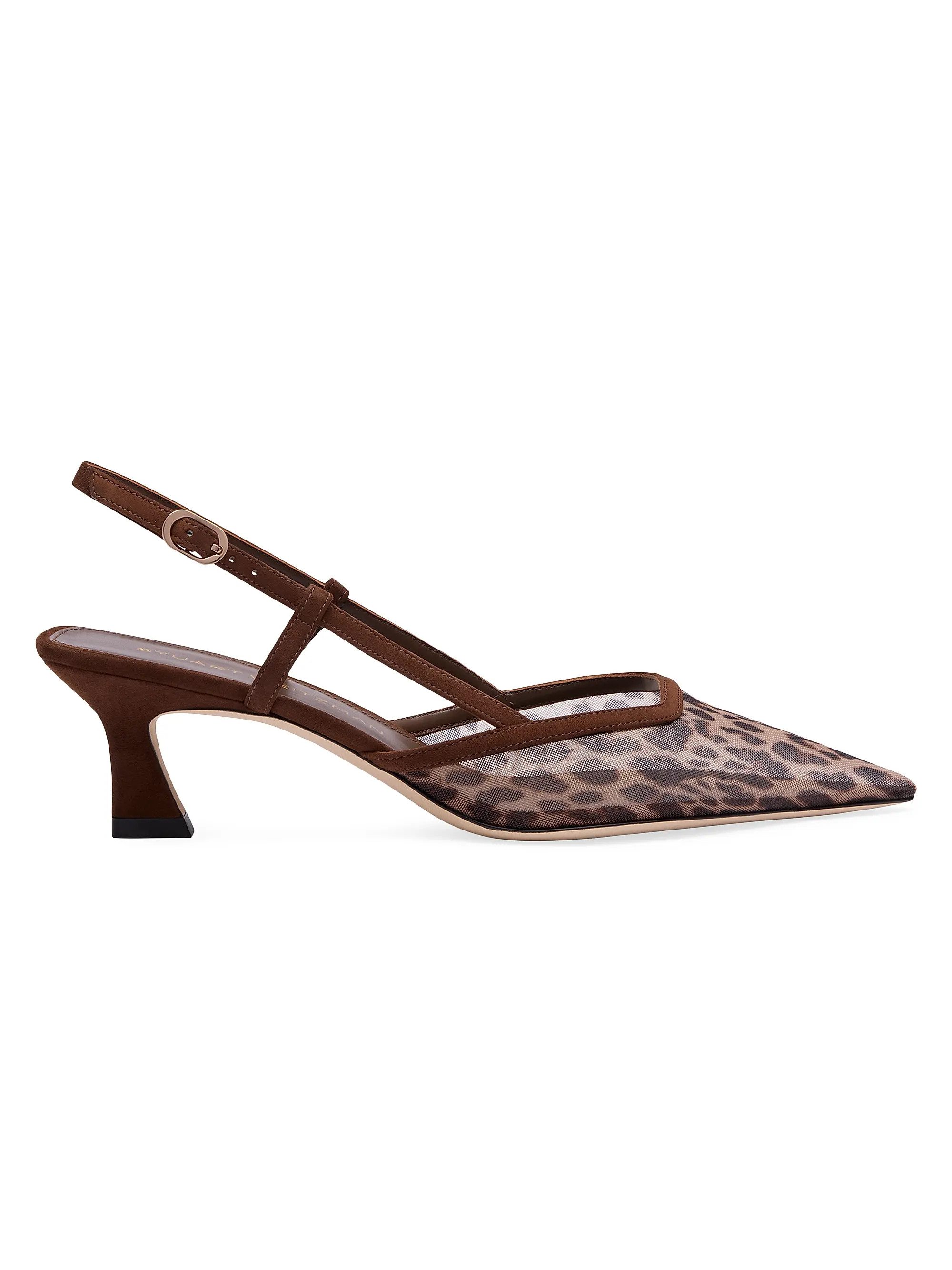 Vinnie 50MM Leopard Mesh Slingback Pumps | Saks Fifth Avenue