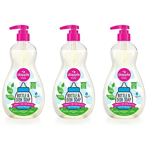 Dapple Baby Bottle Soap, Hypoallergenic Dish Soap for Baby Bottles, Powered by Plants, 1 Pump Included, Packaging May Vary, Fragrance Free, 16.9 Fl Oz (Pack of 3) | Amazon (US)