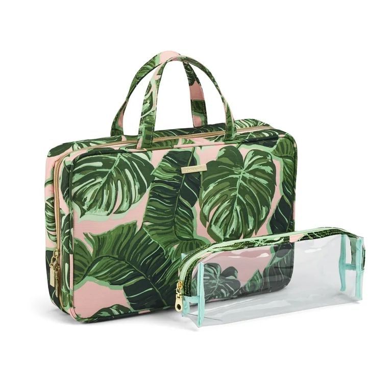 Sophia Joy 2-Piece Zip & Carry Weekender in Pink and Green Whimsy Palm Fashion with Removeable PV... | Walmart (US)