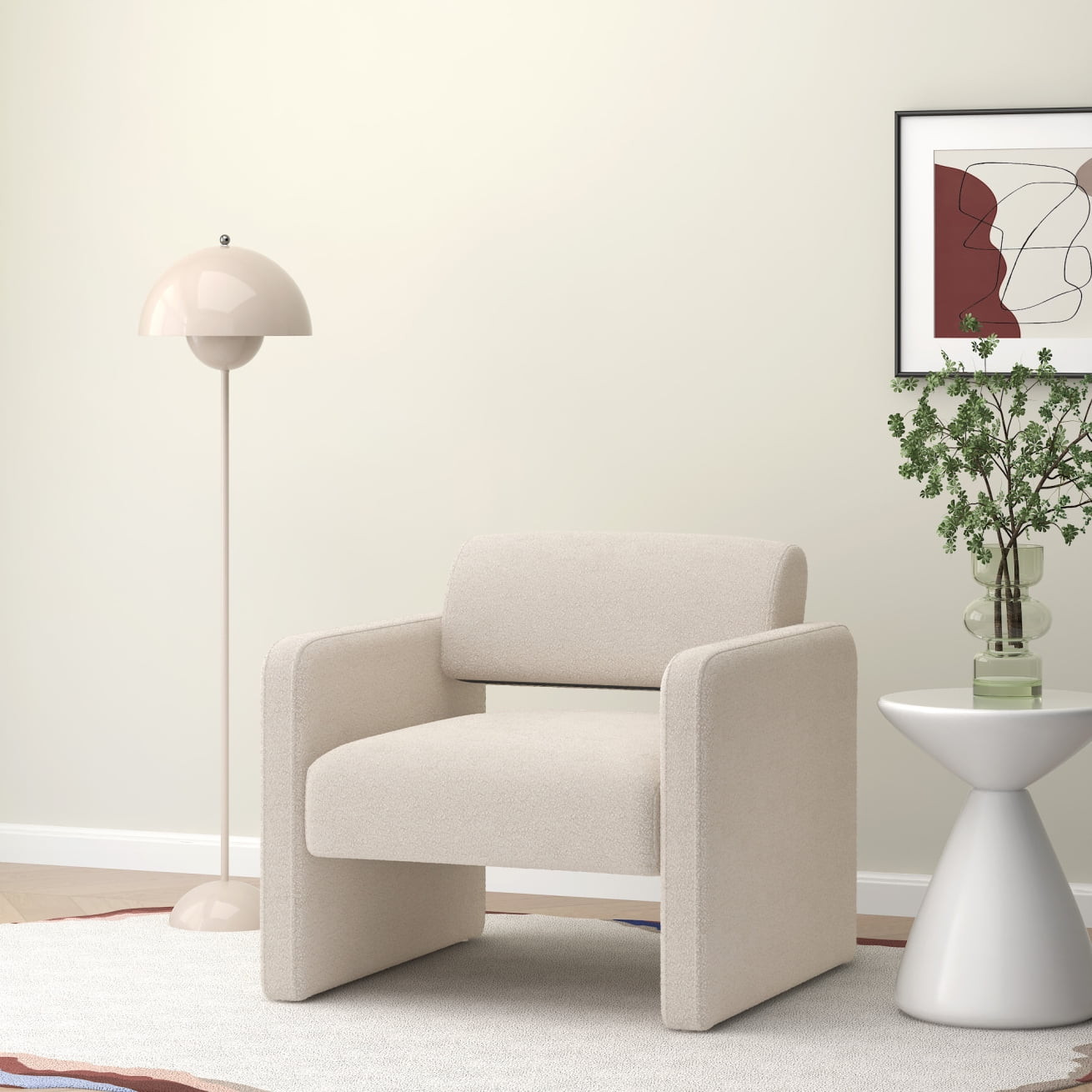 31" Beige Accent Chair for Reading | Upholstered | Armrests | Single | Sofa Chair | Living Room, ... | Walmart (US)