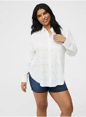 Drop Shoulder Eyelet Shirt | Torrid (US & Canada)