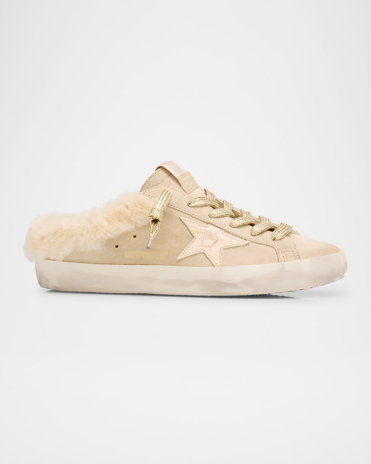 Super-Star Sabot Suede Shearling Slide Sneakers | Neiman Marcus