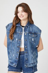 Distressed Button-Front Denim Vest | Forever 21 | Forever 21 (US)
