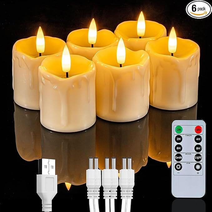 Homemory Rechargeable Flameless Candles with Timer Remote, 2" x 2" Realistic Battery Operated LED... | Amazon (US)