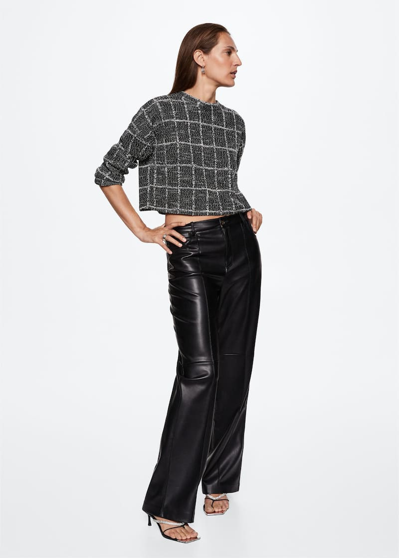 Cropped check sweatshirt -  Women | Mango USA | MANGO (US)