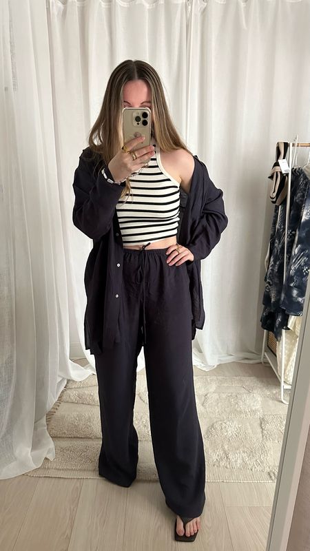 If you’re in a rush or in a rut… this is my fave easy outfit formula at the mo… Take a co-ord & just switch out the top layered underneath for a new look each time 💙
This one is from Mango… 🙏🏻
Co-ord | Summer style ideas | Holiday outfits | Stripe top | Pyjama set | Navy oversized shirt | Silk shirt | Holiday packing ideas 

#LTKstyletip #LTKworkwear #LTKFind