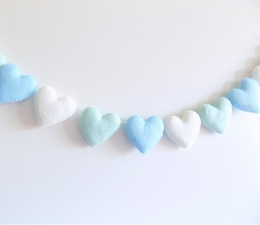 Felt Heart Garland, Blue and Mint Green Felt Heart Garland, Mint Heart Garland, Blue Nursery Deco... | Etsy (US)