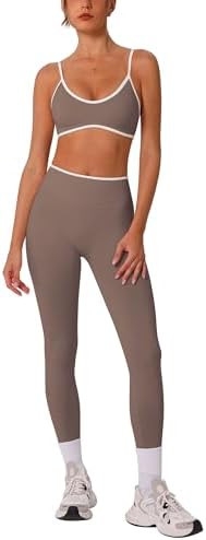 ABOCIW Womens 2 Piece Workout Sets Seamless Color Block Sports Bra Scrunch Butt Lifting High Wais... | Amazon (US)