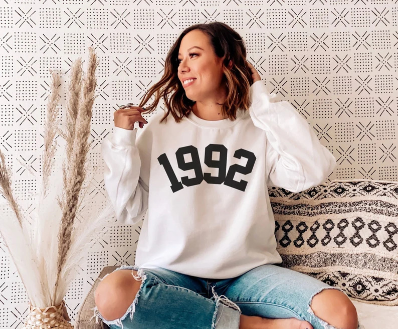 1992 Birthday Year Number Sweatshirt for Women, Women's 30th Birthday Sweater, Birthday Gift, Col... | Etsy (US)