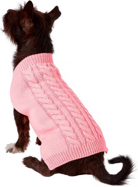 FRISCO Dog & Cat Cable Knitted Sweater, Light Pink, Medium - Chewy.com | Chewy.com
