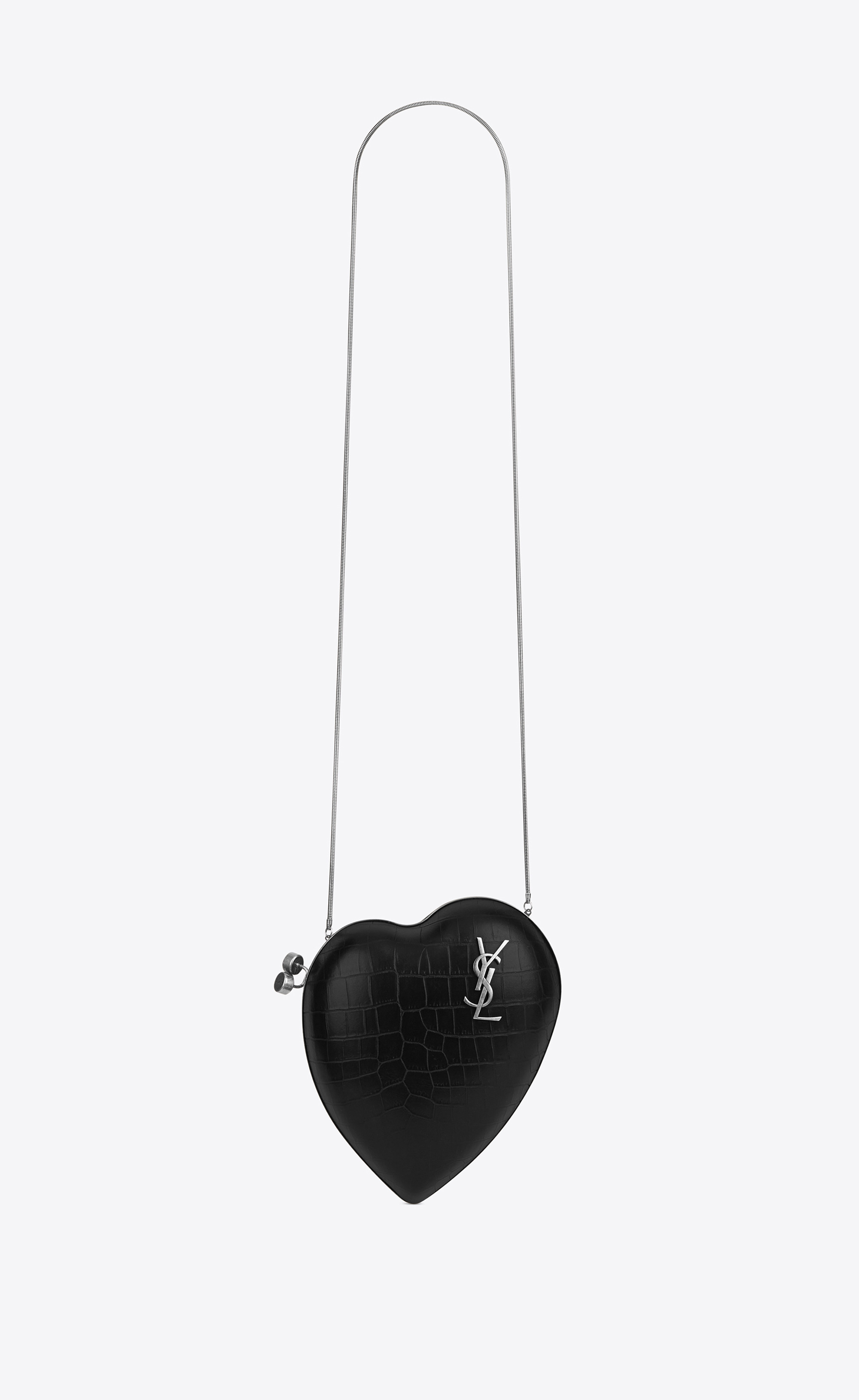 Ysl Boxes Love Box In Crocodile Embossed Leather Black Onesize | Saint Laurent Inc. (Global)