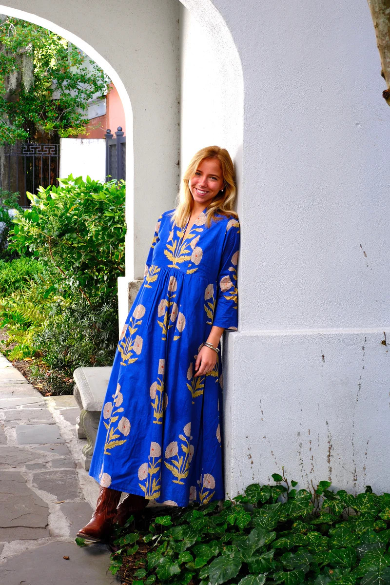 Row Midi Dress Royal Cream Milos | Madison Mathews