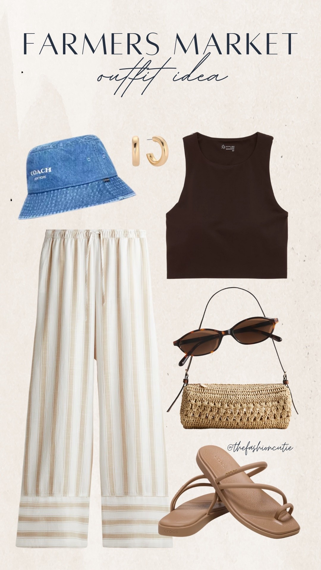 Easy and breezy. This look pairs a flowy white top with wide-leg striped pants, raffia accessories, and a Coach bucket hat—perfect for weekend strolls, coffee runs, and sunny market mornings.

#LTKShoeCrush #LTKStyleTip #LTKFindsUnder50