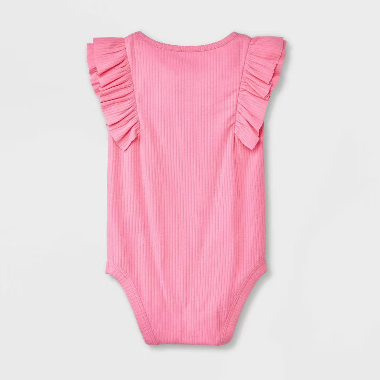 Baby Girls' Solid Ruffle Sleeveless Bodysuit - Cat & Jack™ Pink | Target