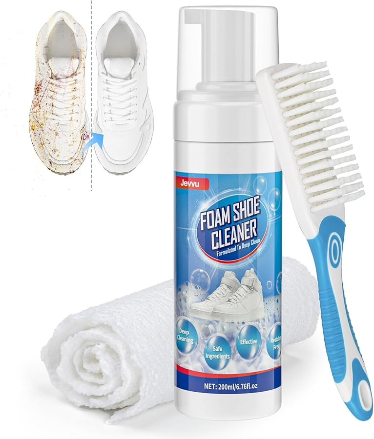 Jevvu Shoe Cleaner, Sneaker Cleaner Foam for Removing Stains and Dirt, Shoe Cleaning Kit for Whit... | Amazon (US)