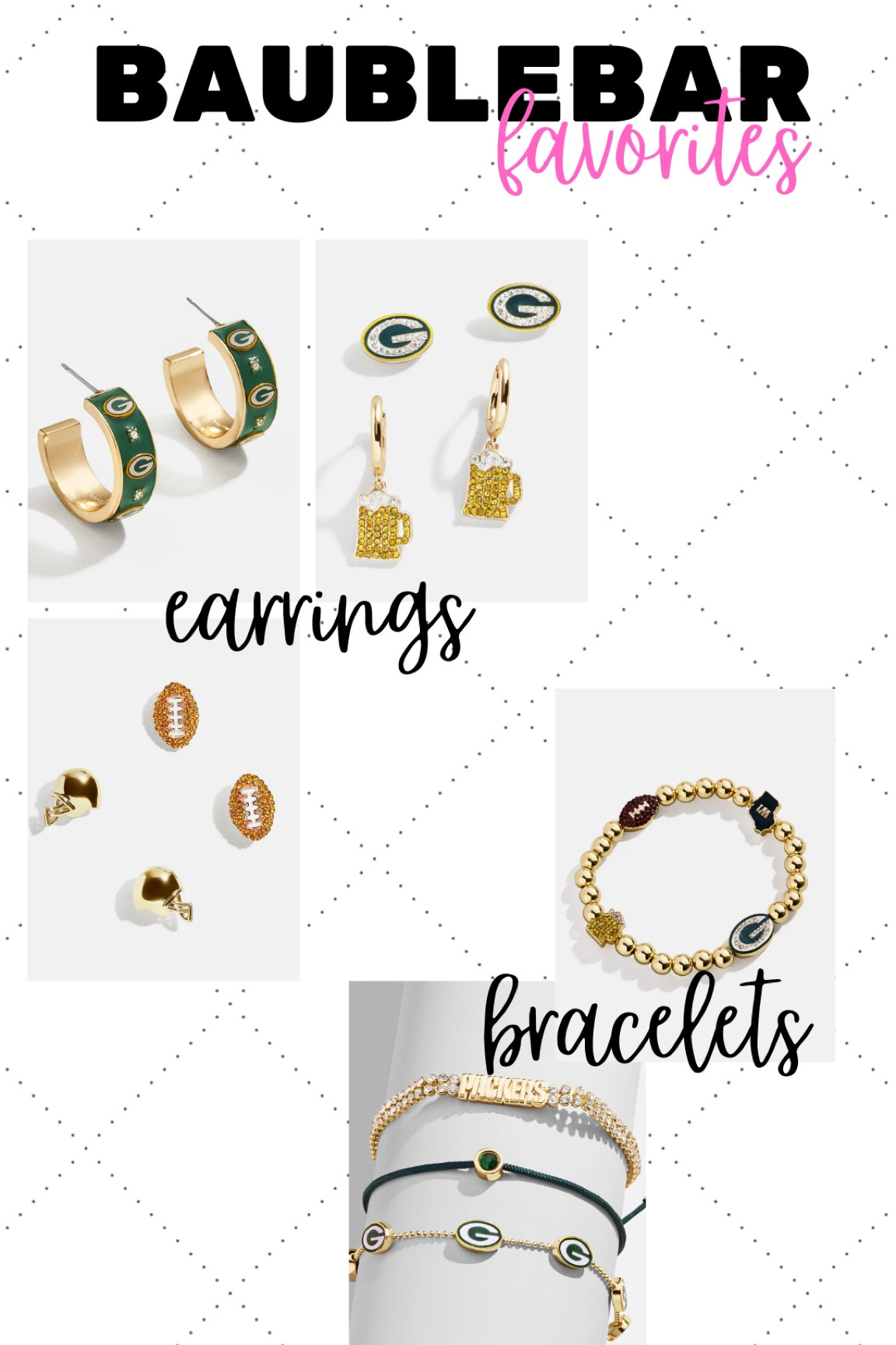 baublebar x nfl … best collection ever! 
I love that us nfl girlies have so many adorable options now! 

#nfl #footballgirl #packers #greenbaypackers #baublebar #jewelry #football #nflfan #packersfan #footballoutfit

#LTKWatchNow #LTKFindsUnder50 #LTKGiftGuide