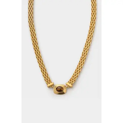 Katie Loxton Tiger'S Eye Button Necklace in Gold Coated at Nordstrom | Nordstrom