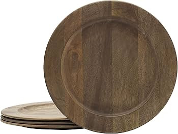 Gourmet Basics by Mikasa Mango Wood Set of 4 Charger Plates, 13-Inch, Brown | Amazon (US)