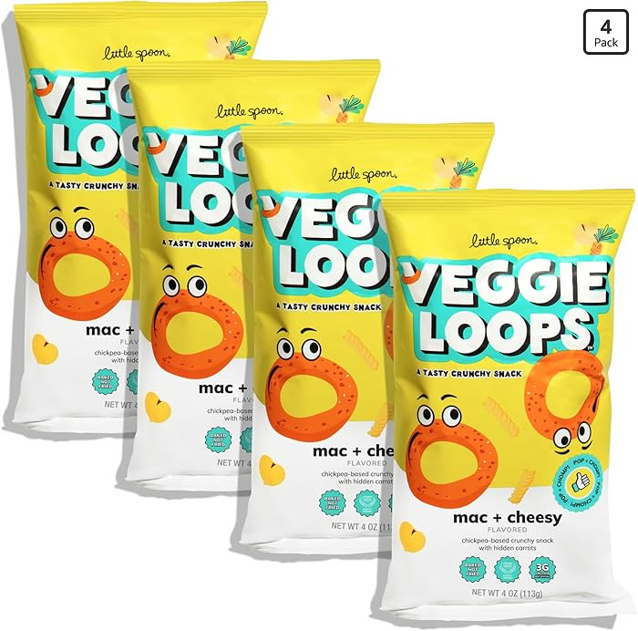 Little Spoon Mac and Cheesy Veggie Loops, Chickpea and Carrot Snack, Baked Not Fried, Avocado Oil... | Amazon (US)