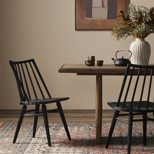 Lara French Classic Black Oak Wood Windsor Dining Side Chair | Kathy Kuo Home
