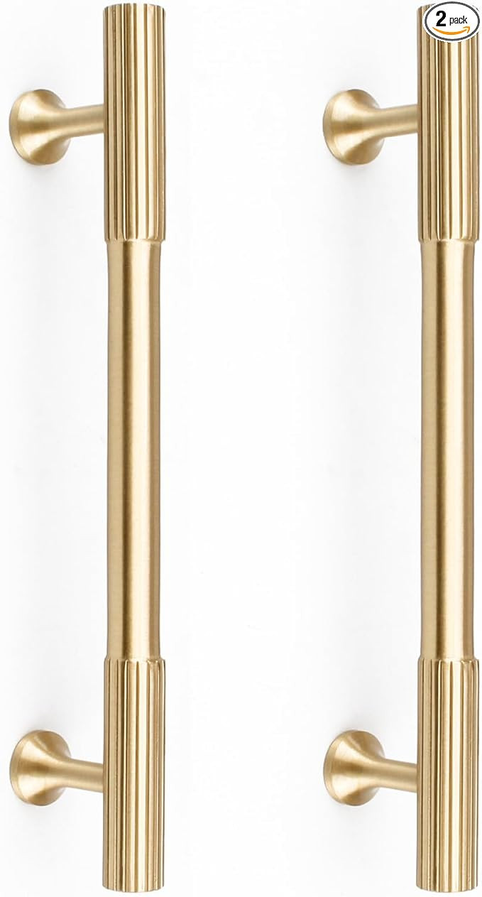 RZDEAL 2pcs Solid Brass Gold Cabinet Pulls, 5-Inch Hole Centers for Kitchen Cupboard Handles Mode... | Amazon (US)