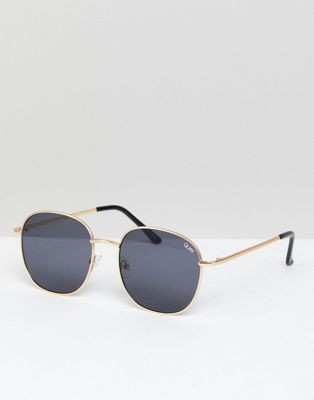 Quay Australia Jezabell round sunglasses in gold/smoke | ASOS (Global)