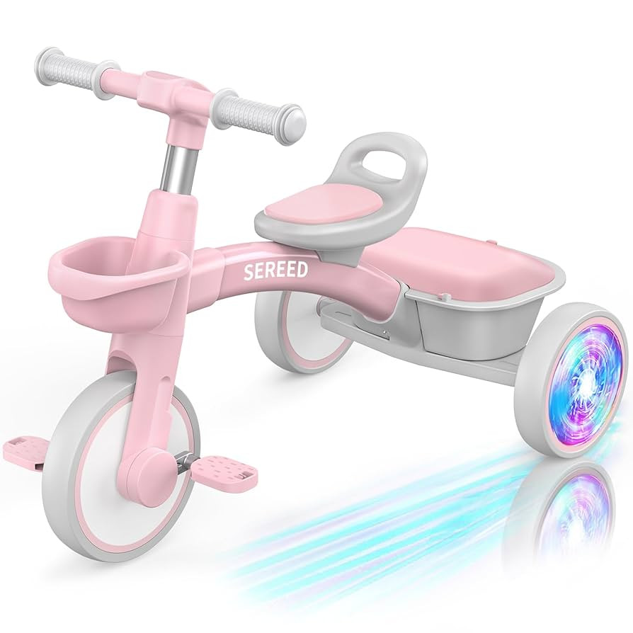 SEREED Colorful Lighting Toddler Tricycle for 2-5 Years Old Girls, Adjustable Seat&Handlebar Trik... | Amazon (US)