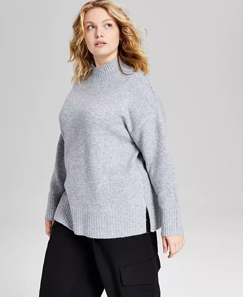 Trendy Plus Size Mock-Neck Tunic Sweater | Macy's