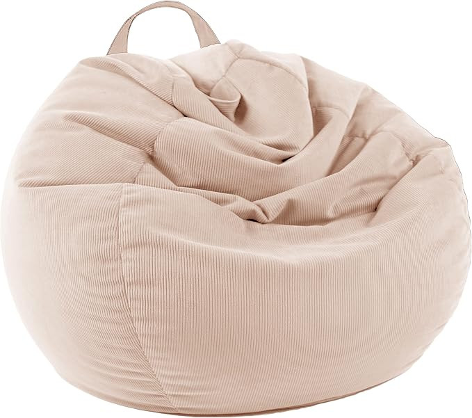 LPMOERA Stuffed Animal Storage Soft Bean Bag Chair Cover No Filler Beige | Amazon (US)