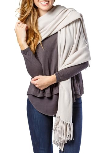 Fishers Finery Women's 100% Cashmere Knit Shawl Wrap with Fringe | Oversized 78” long by 28” ... | Amazon (US)
