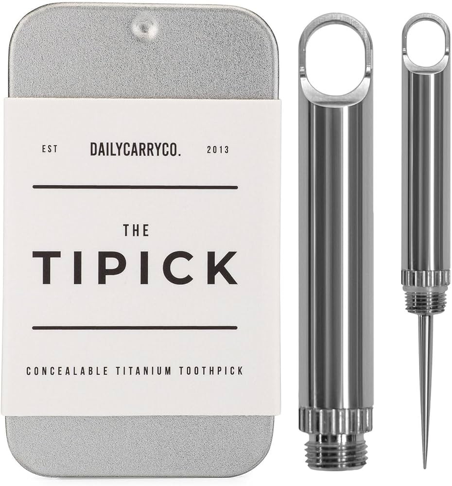 DAILYCARRYCO. TiPick Titanium Toothpick Holder - Portable Metal Travel Toothpick - Reusable EDC M... | Amazon (US)