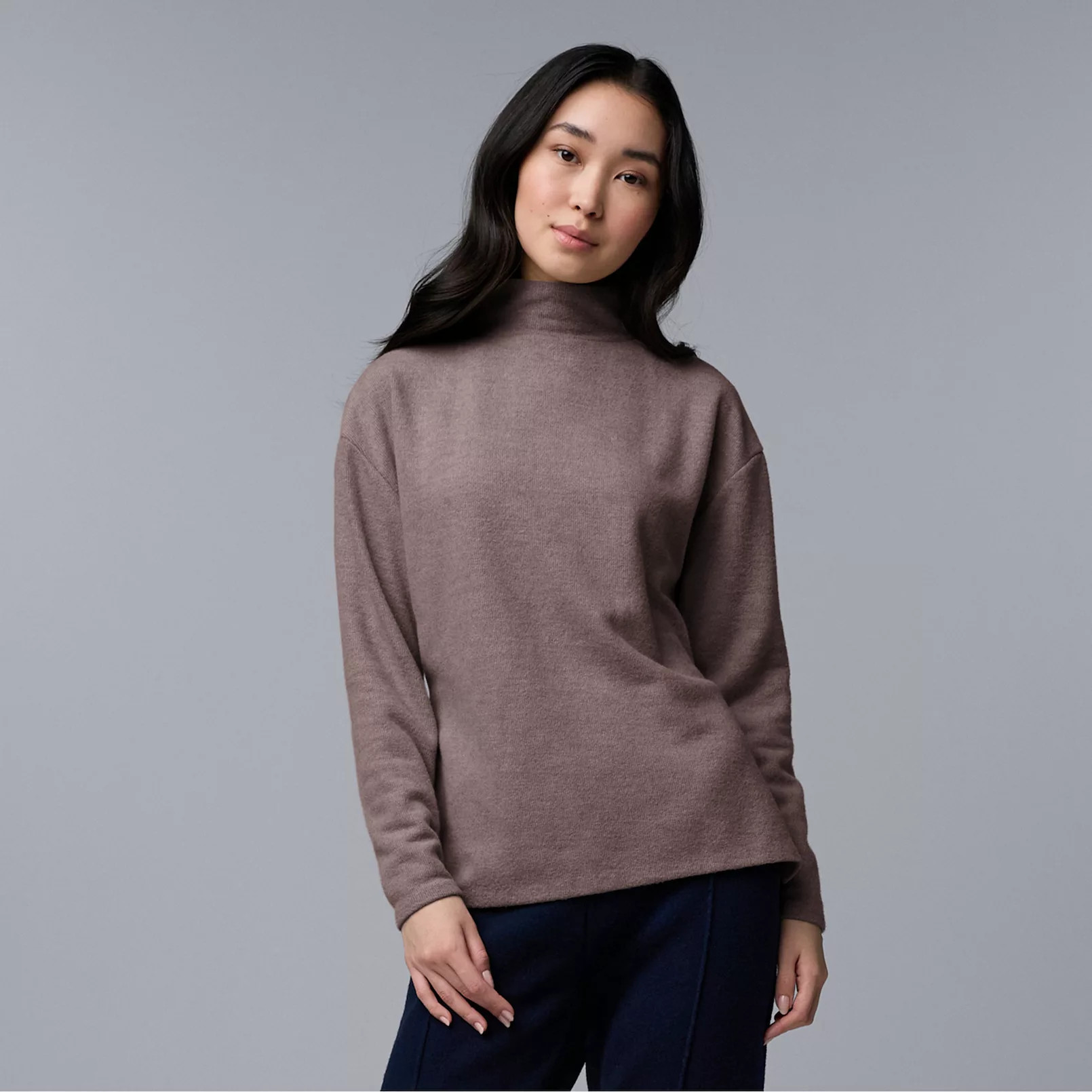 Women's Simply Vera Vera Wang Long Sleeve Turtleneck Brushed Knit Top | Kohl's