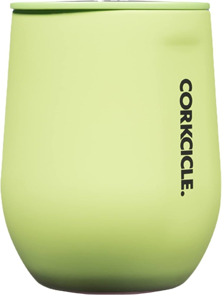 Corkcicle Stemless Insulated Wine Glass Tumbler, Neon Lights Citron, 12 oz – Stainless Steel St... | Amazon (US)