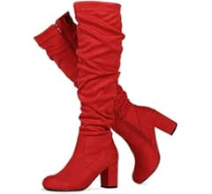 Women's Stacked Heel Slouchy Knee High Boots (Regular Calf) | Amazon (US)
