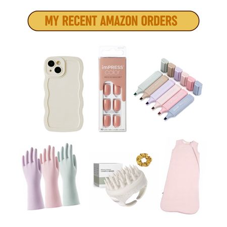 My recent Amazon orders! Phone case, press on nails, pastel highlighters, cleaning gloves, scalp massager and KYTE baby sleeping bag!

#LTKbaby #LTKfamily #LTKhome