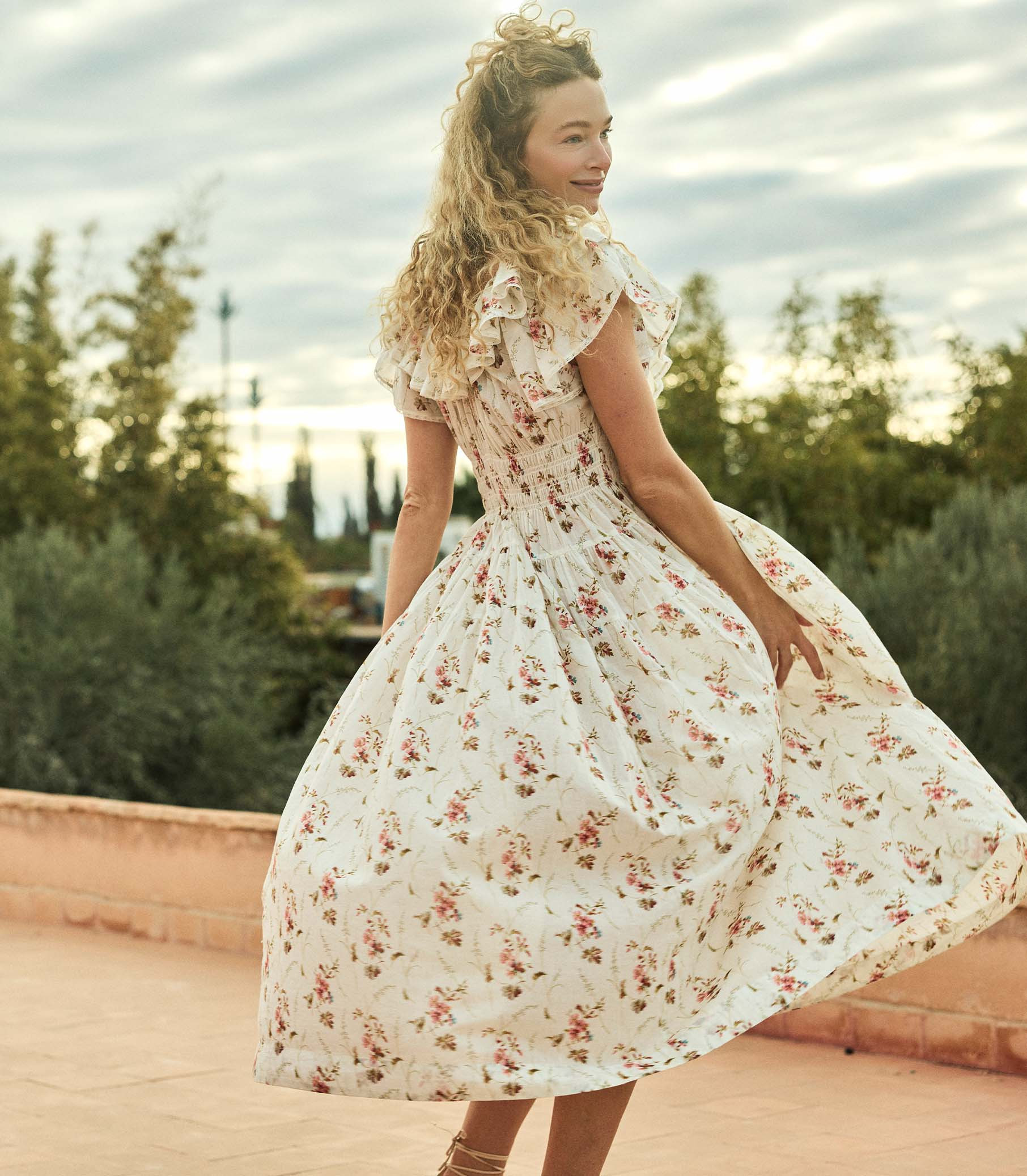 Illiana Dress - Blanc Prairie Rose | DÔEN | DOEN