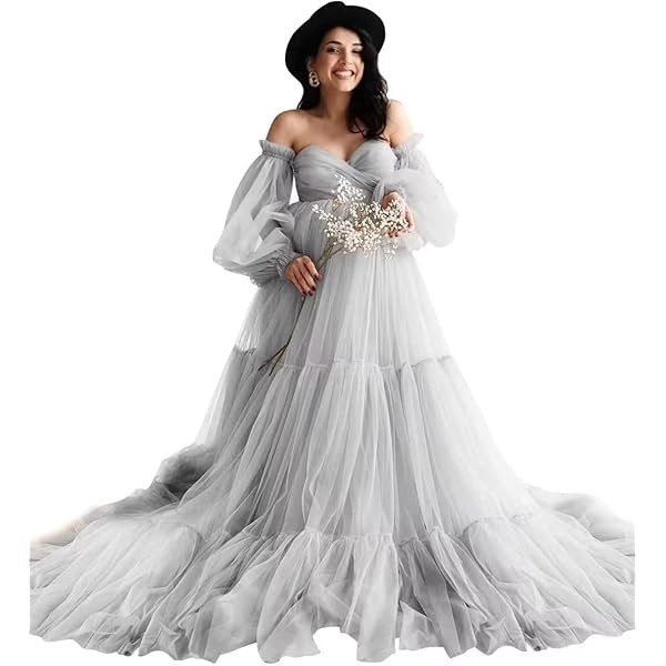 Tulle Maternity Dress for Photoshoot Summer Off Shoulder Maternity Gowns for Baby Shower Pregnanc... | Amazon (US)